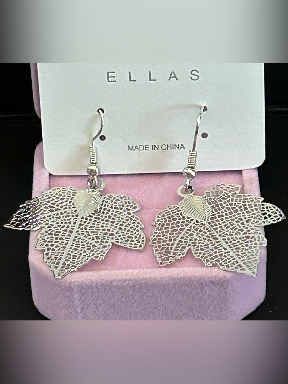 Ellas Silver Leaf Filigree Dangle Earrings